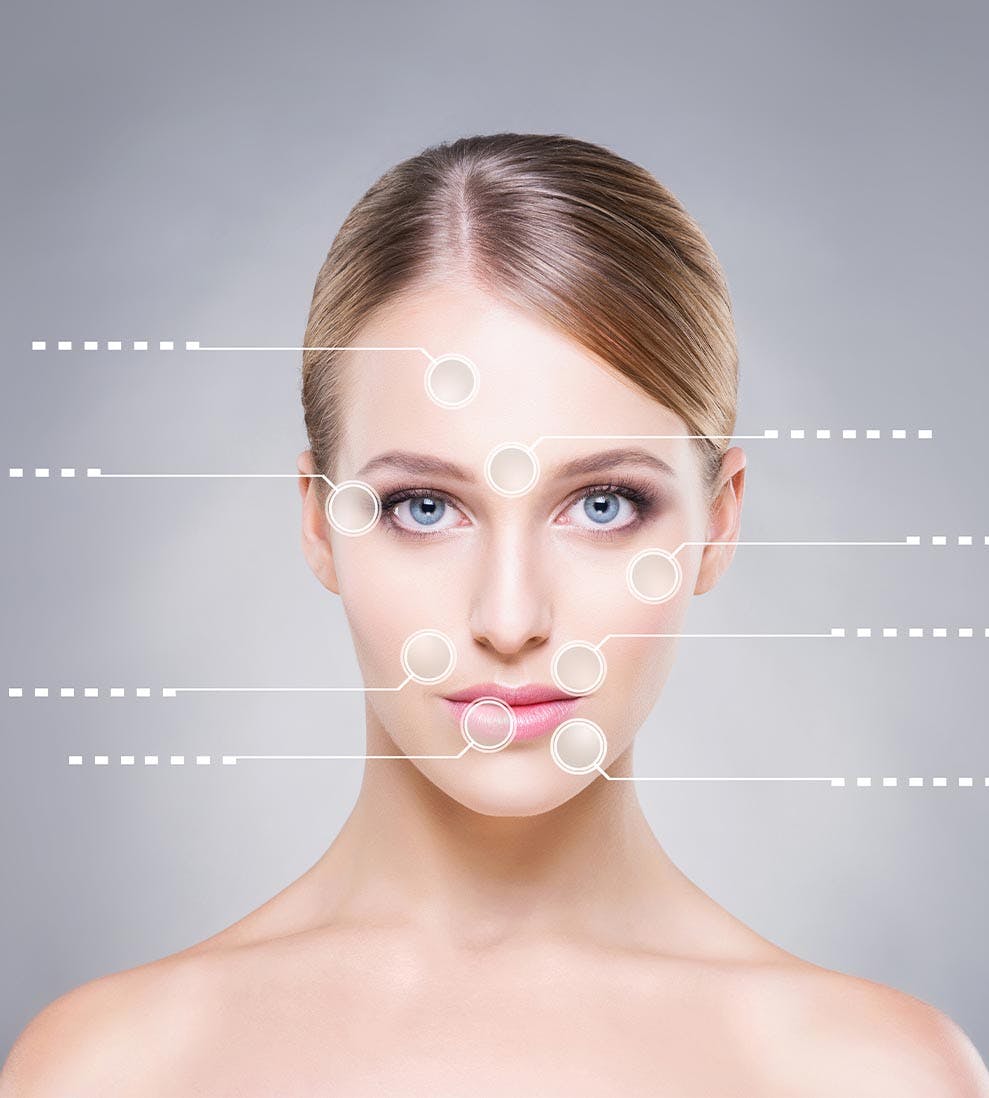 woman with botox injection sites marked on her face in new braunfels and spring branch texas